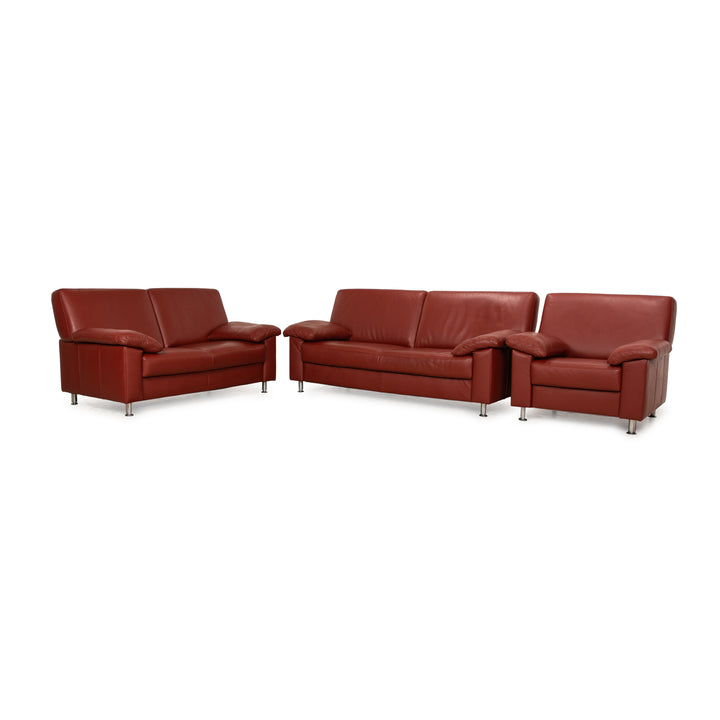 Ewald Schillig Florenz leather sofa set brown red three-seater two-seater armchair couch