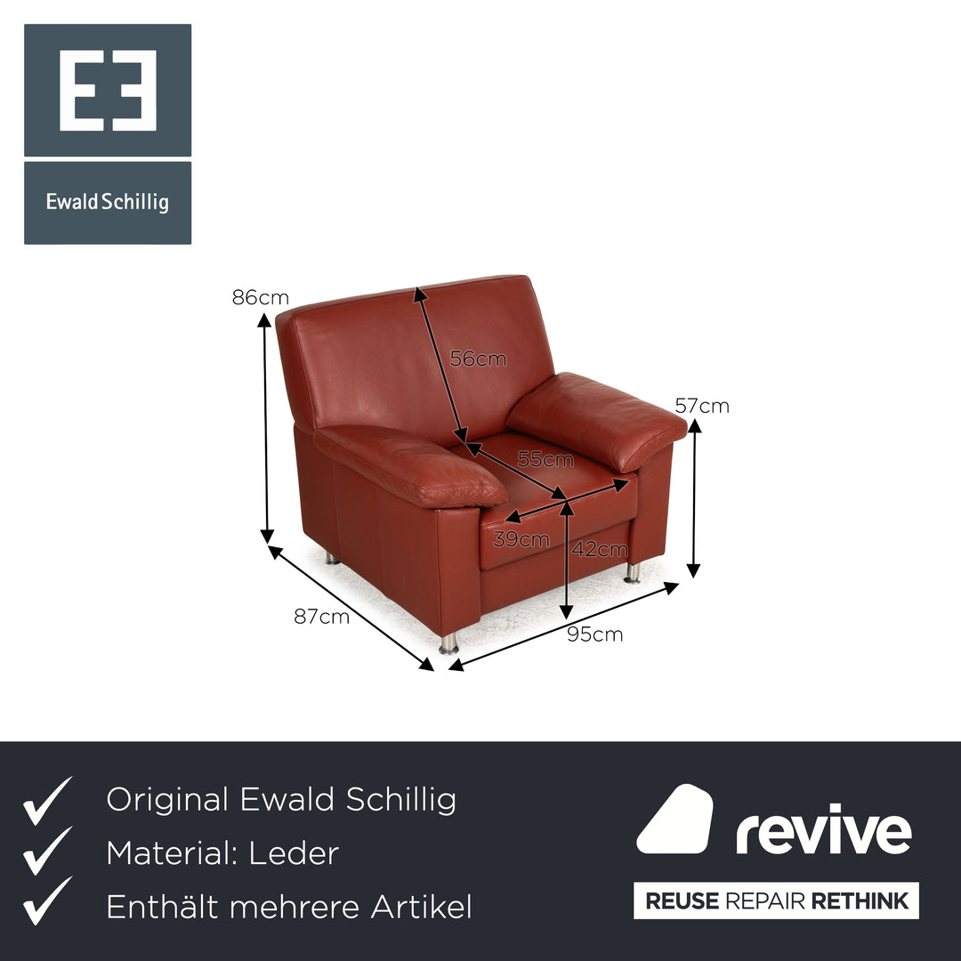 Ewald Schillig Florenz Leder Sofa Garnitur Braun Rot Dreisitzer Zweisitzer Sessel Couch