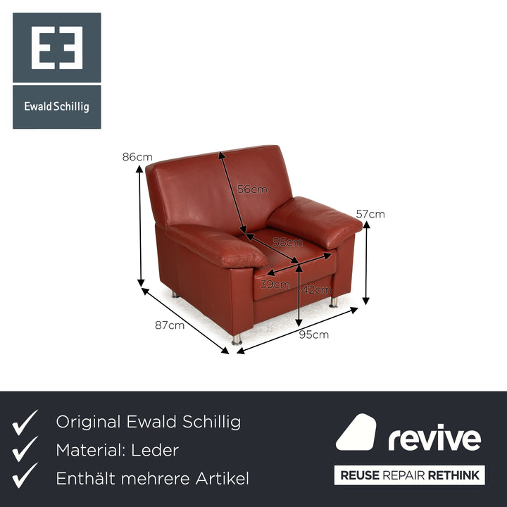 Ewald Schillig Florenz leather sofa set brown red three-seater two-seater armchair couch