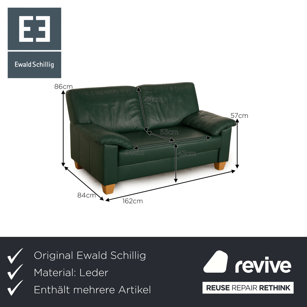 Ewald Schillig Florenz Leder Sofa Garnitur Grün Ecksofa Zweisitzer Hocker