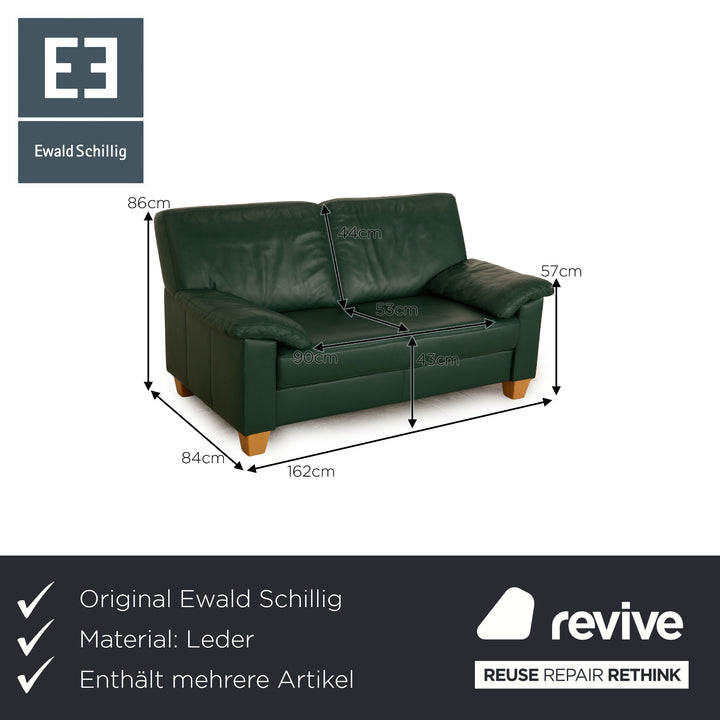 Ewald Schillig Florenz Leder Sofa Garnitur Grün Ecksofa Zweisitzer Hocker