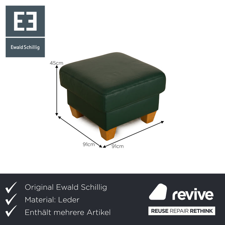 Ewald Schillig Florenz Leder Sofa Garnitur Grün Ecksofa Zweisitzer Hocker