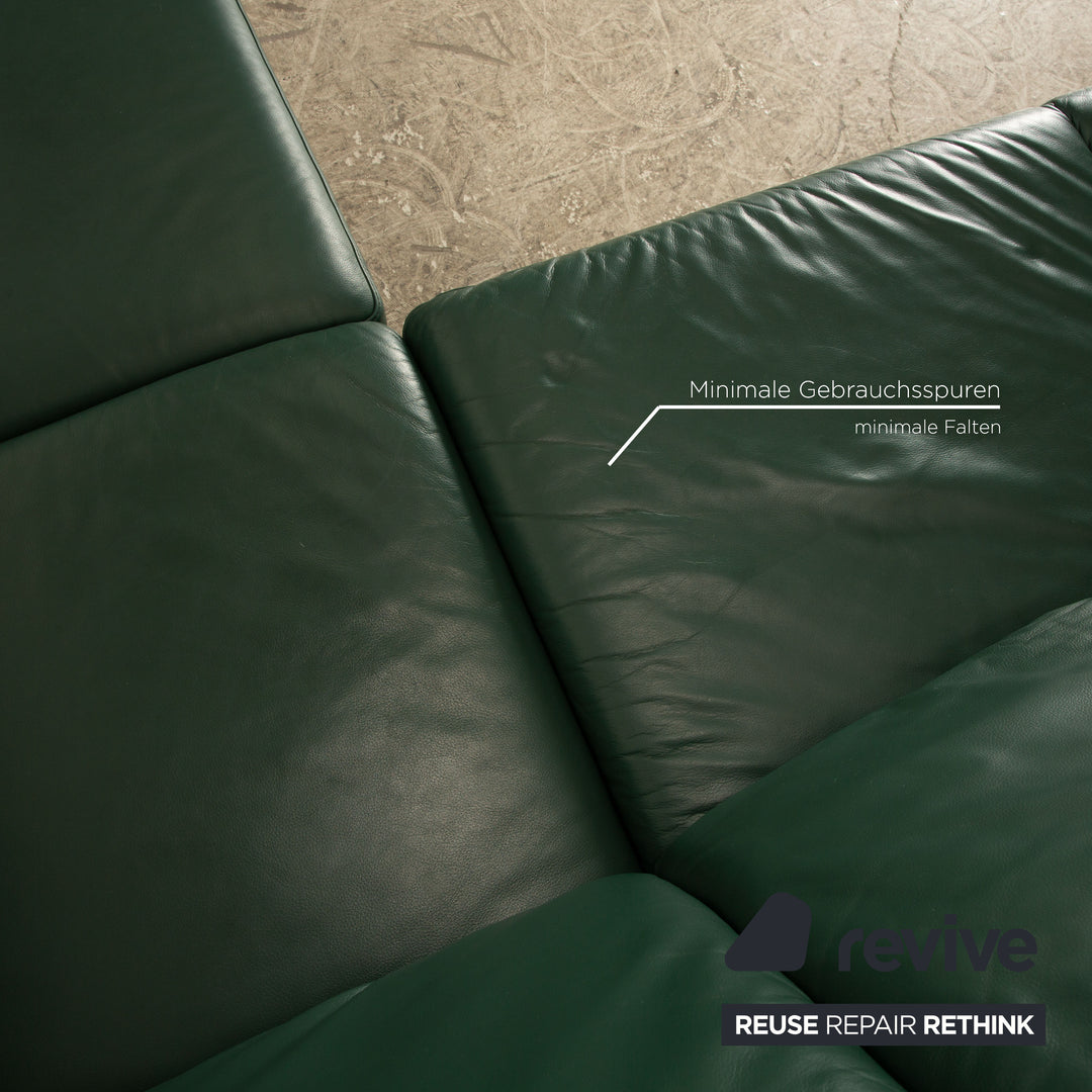 Ewald Schillig Florenz Leder Sofa Garnitur Grün Ecksofa Zweisitzer Hocker