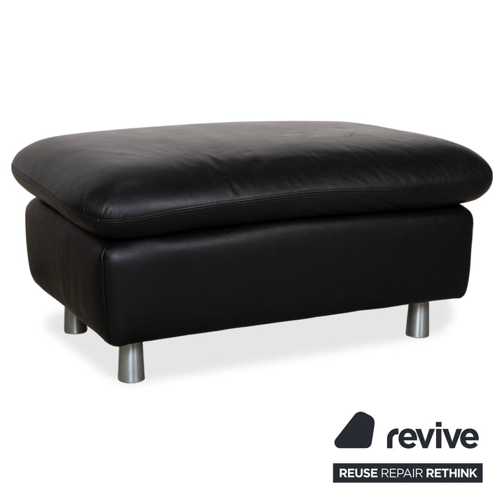 Ewald Schillig Garnitur Leder Zweisitzer Dreisitzer Hocker Schwarz Sofa Couch manuelle Funktion