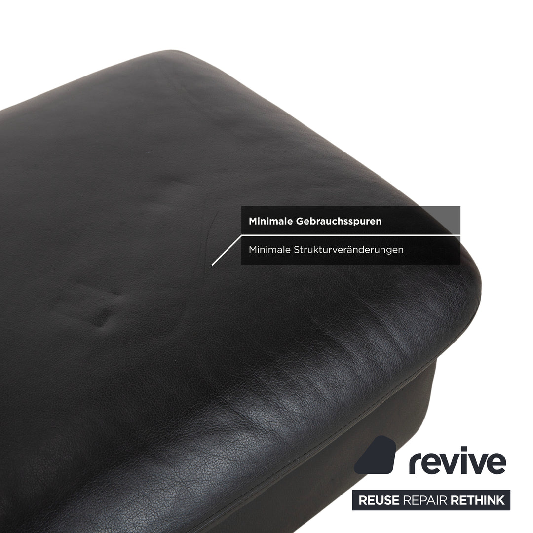Ewald Schillig Garnitur Leder Zweisitzer Dreisitzer Hocker Schwarz Sofa Couch manuelle Funktion
