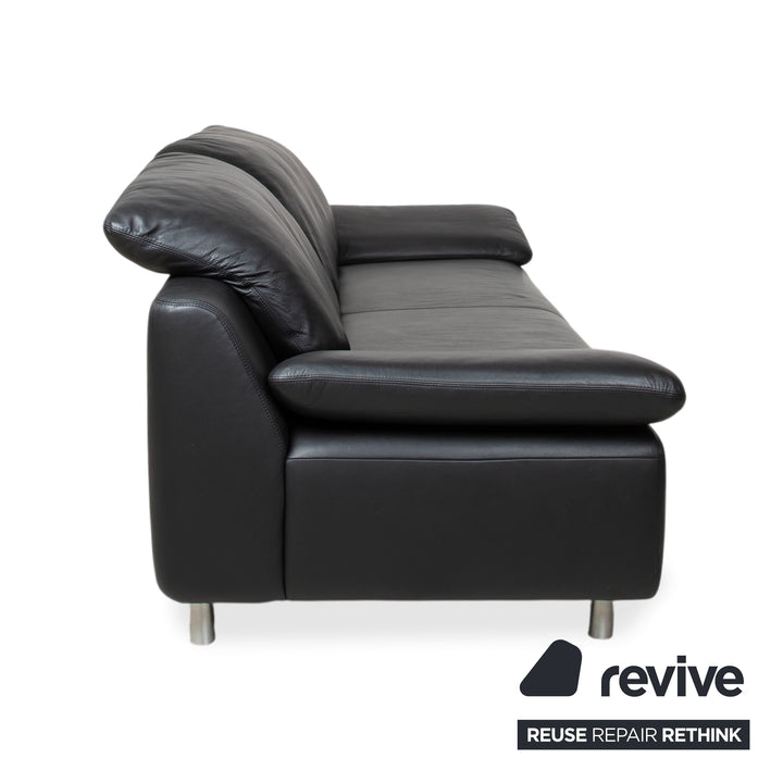 Ewald Schillig Garnitur Leder Zweisitzer Dreisitzer Schwarz Sofa Couch manuelle Funktion