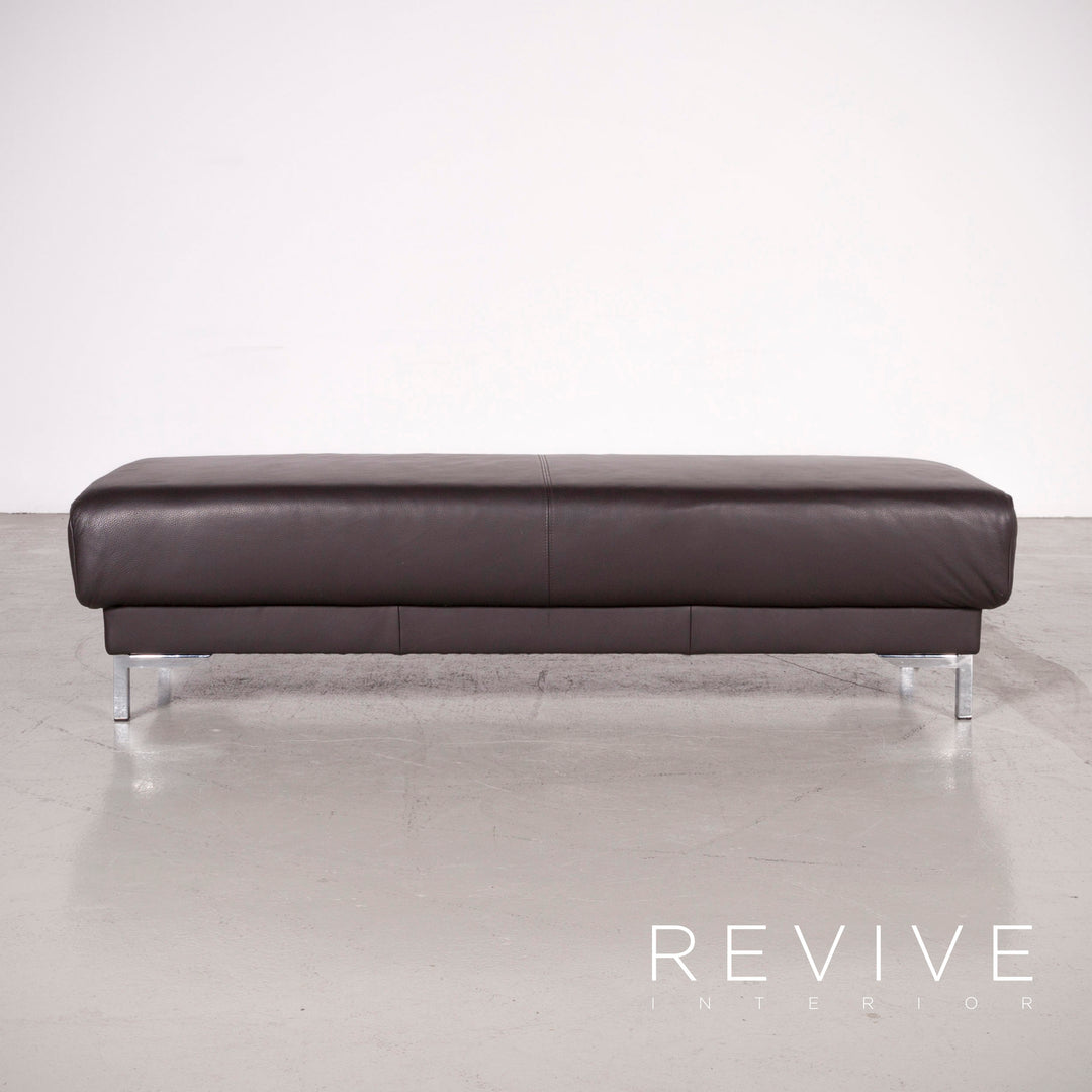 Ewald Schillig Harry Designer Leder Sofa Hocker Garnitur Braun Echtleder Dreisitzer Couch #7587