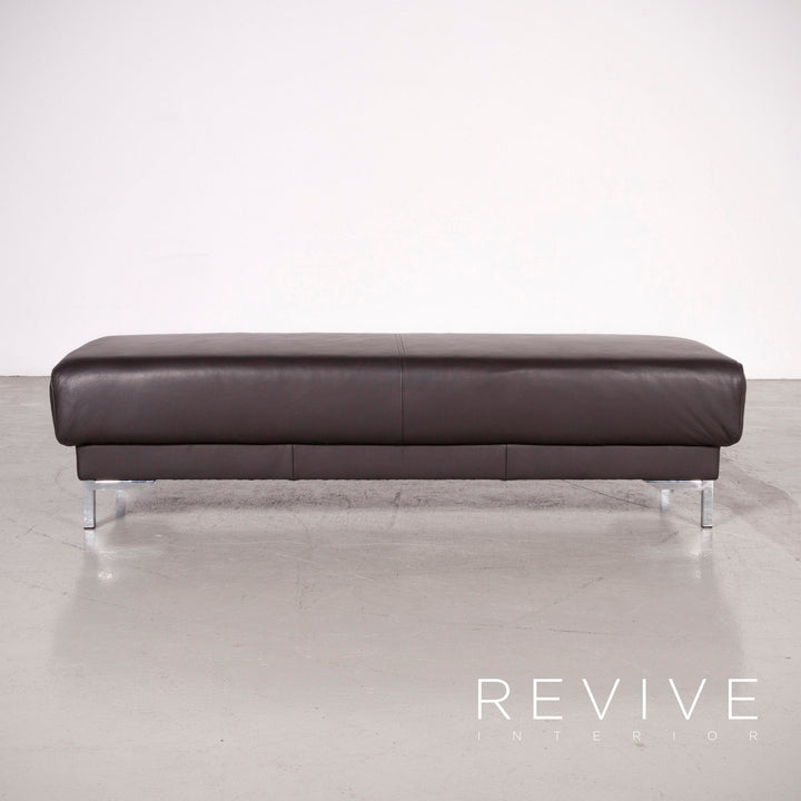 Ewald Schillig Harry Designer Leder Sofa Hocker Garnitur Braun Echtleder Dreisitzer Couch #7587