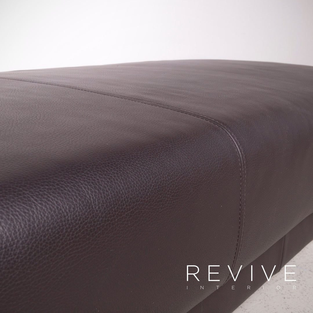 Ewald Schillig Harry Designer Leder Sofa Hocker Garnitur Braun Echtleder Dreisitzer Couch #7587