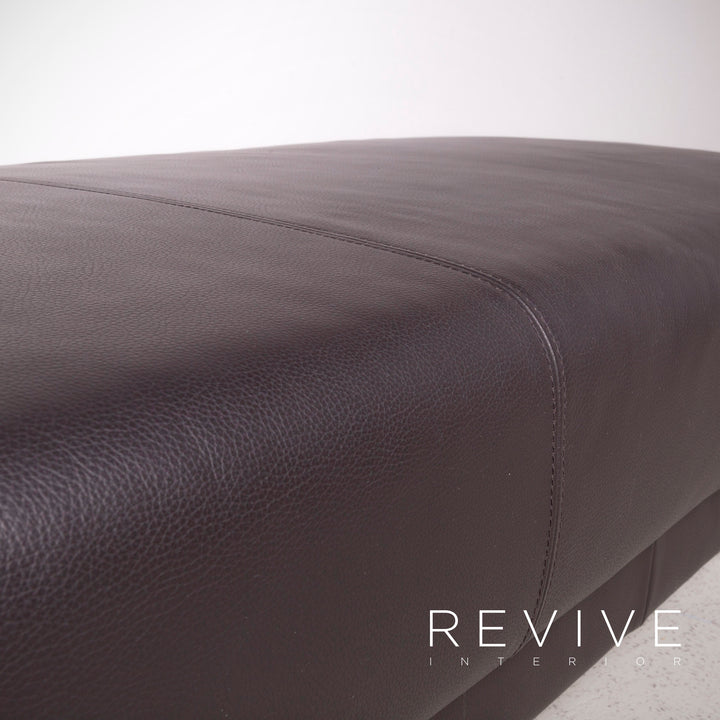 Ewald Schillig Harry Designer Leder Sofa Hocker Garnitur Braun Echtleder Dreisitzer Couch #7587