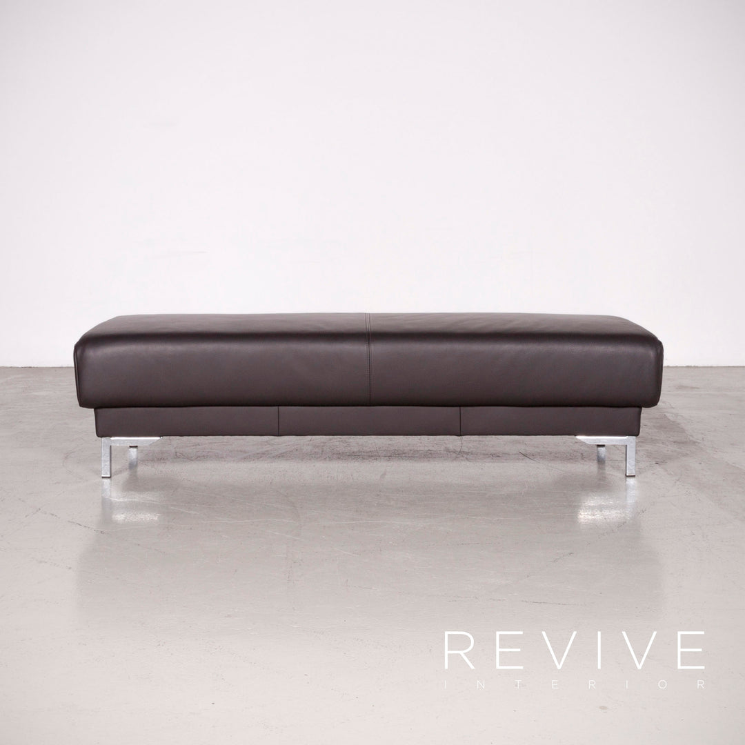 Ewald Schillig Harry Designer Leder Sofa Hocker Garnitur Braun Echtleder Dreisitzer Couch #7587