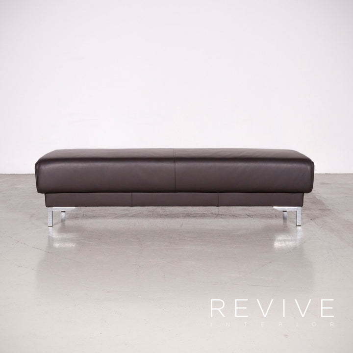 Ewald Schillig Harry Designer Leder Sofa Hocker Garnitur Braun Echtleder Dreisitzer Couch #7587