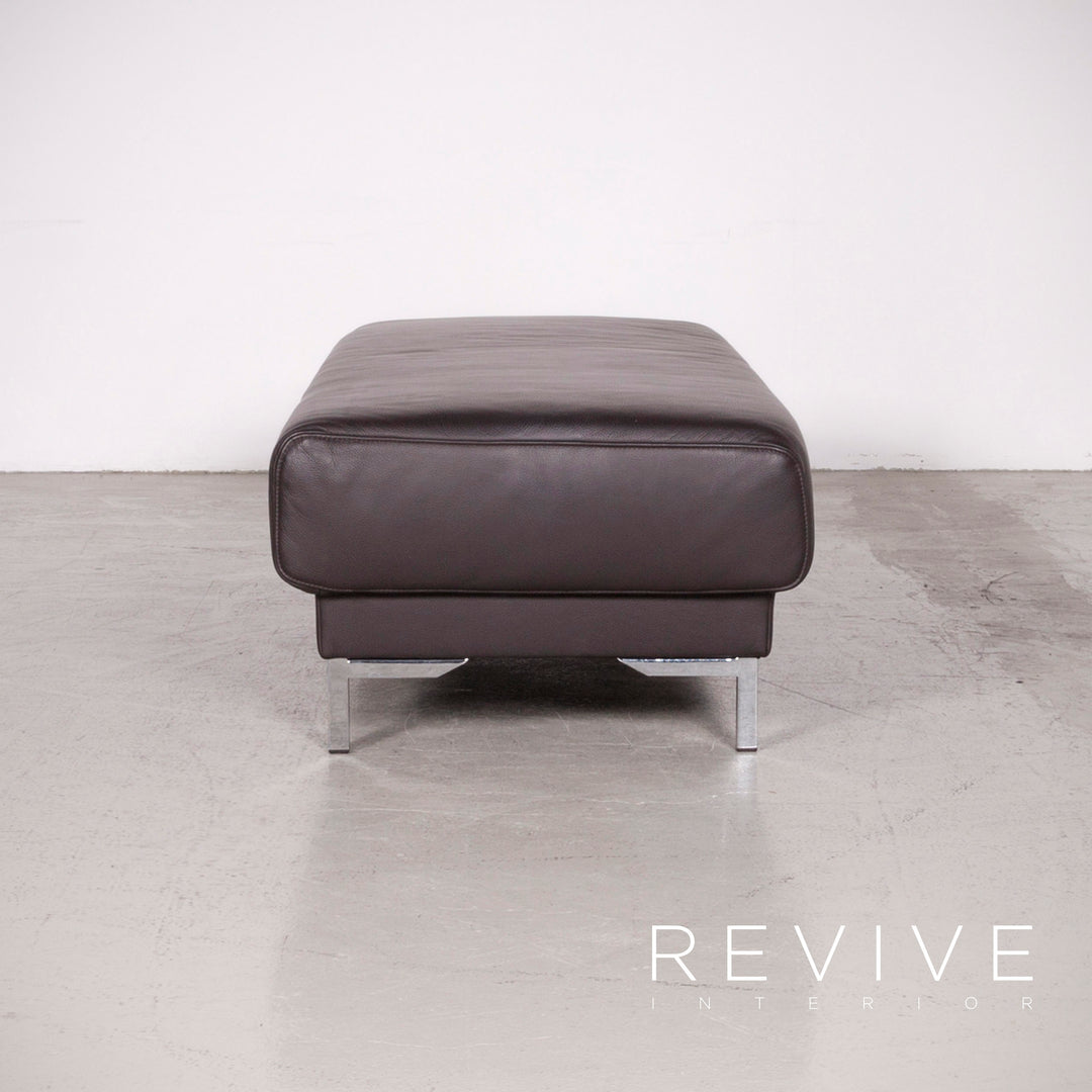 Ewald Schillig Harry Designer Leder Sofa Hocker Garnitur Braun Echtleder Dreisitzer Couch #7587