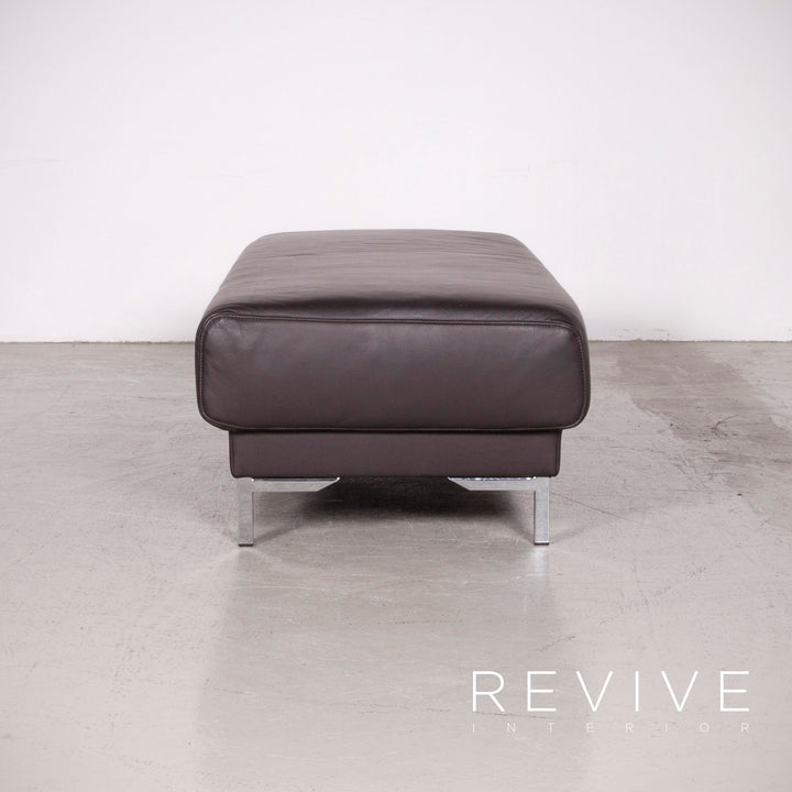 Ewald Schillig Harry Designer Leder Sofa Hocker Garnitur Braun Echtleder Dreisitzer Couch #7587