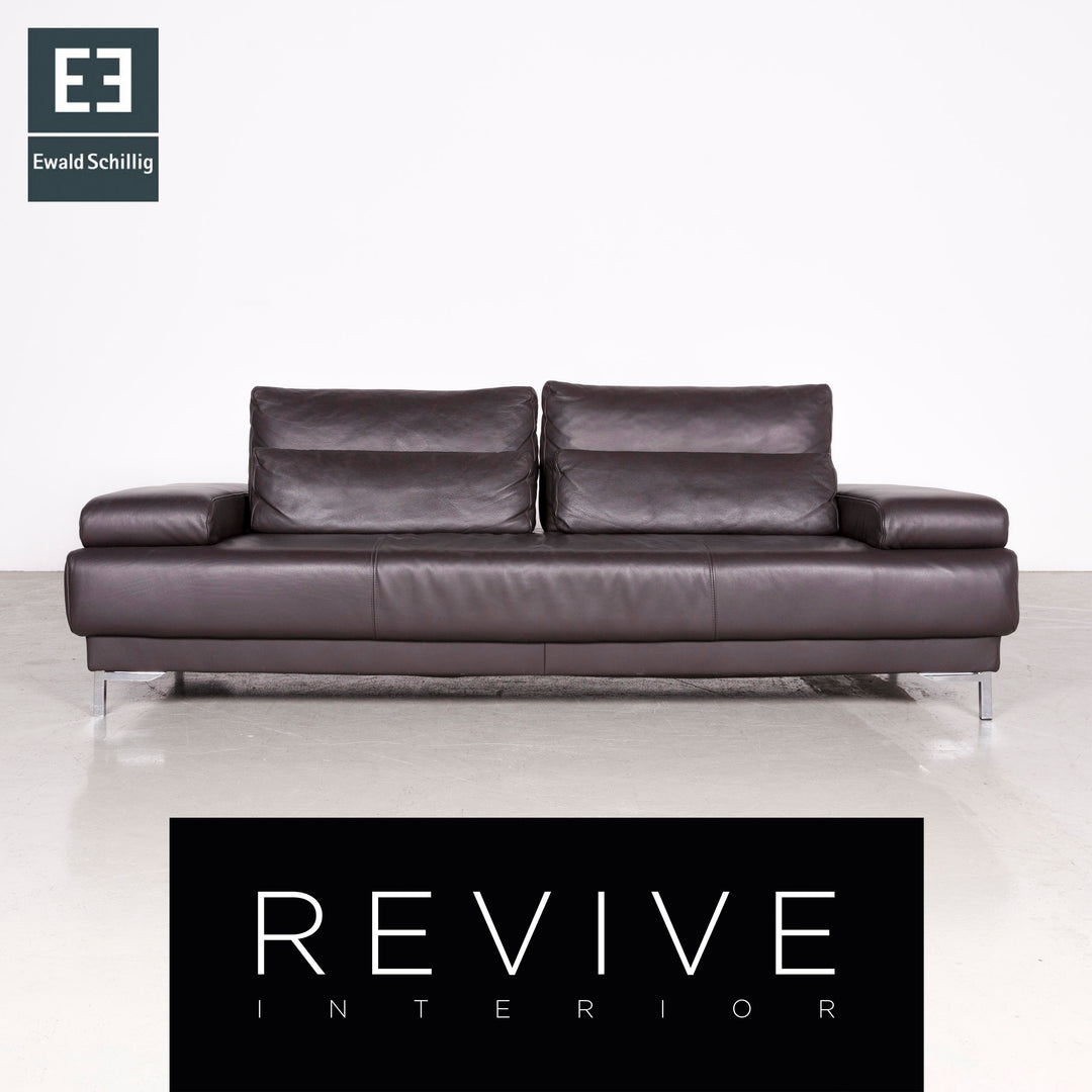 Ewald Schillig Harry Designer Leder Sofa Braun Echtleder Dreisitzer Couch #7440