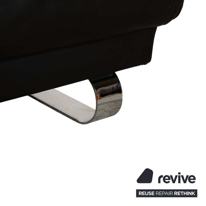 Ewald Schillig Harry Leder Chrom Zweisitzer Schwarz Sofa Couch manuelle Funktion