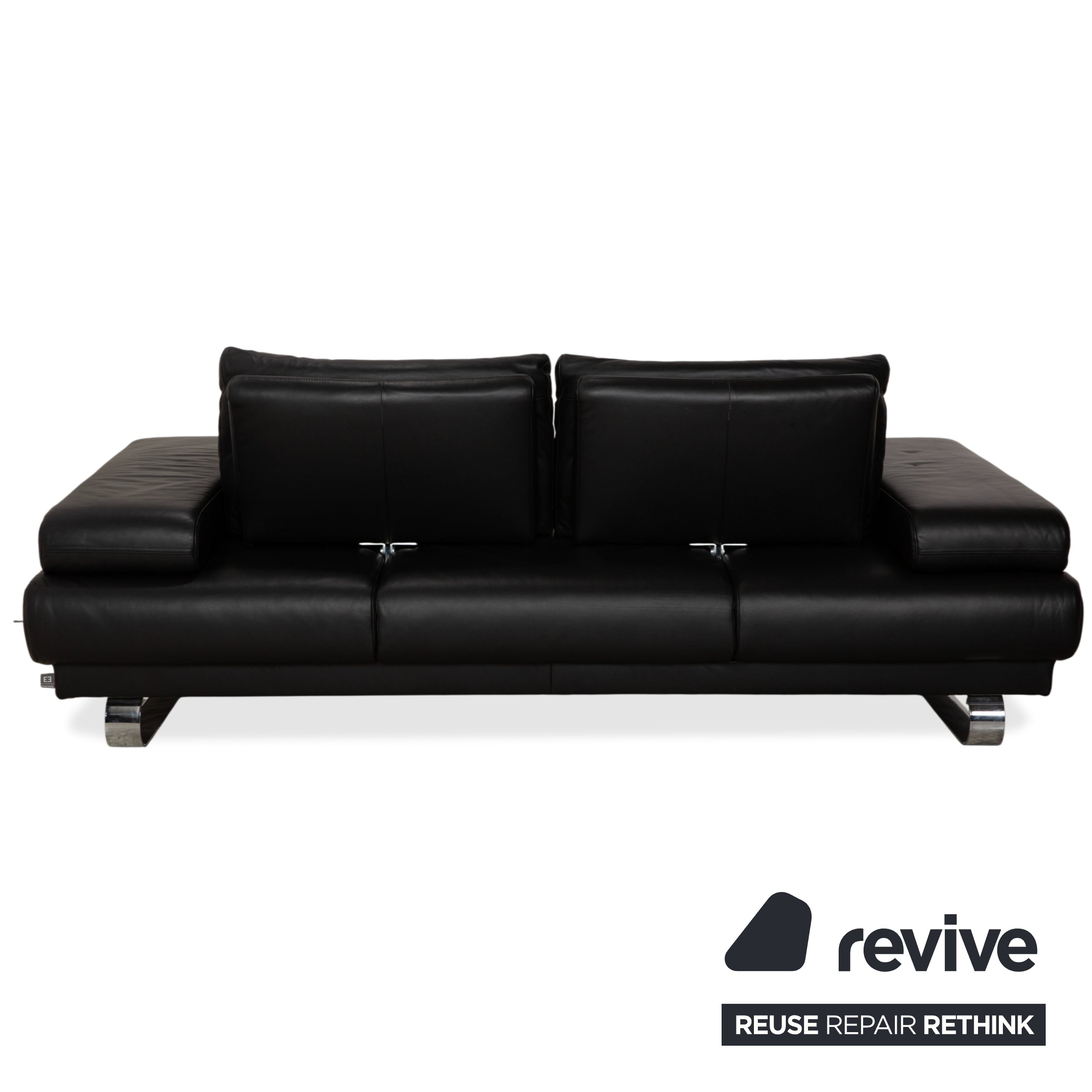 Ewald Schillig Harry Leder Chrom Zweisitzer Schwarz Sofa Couch manuelle Funktion