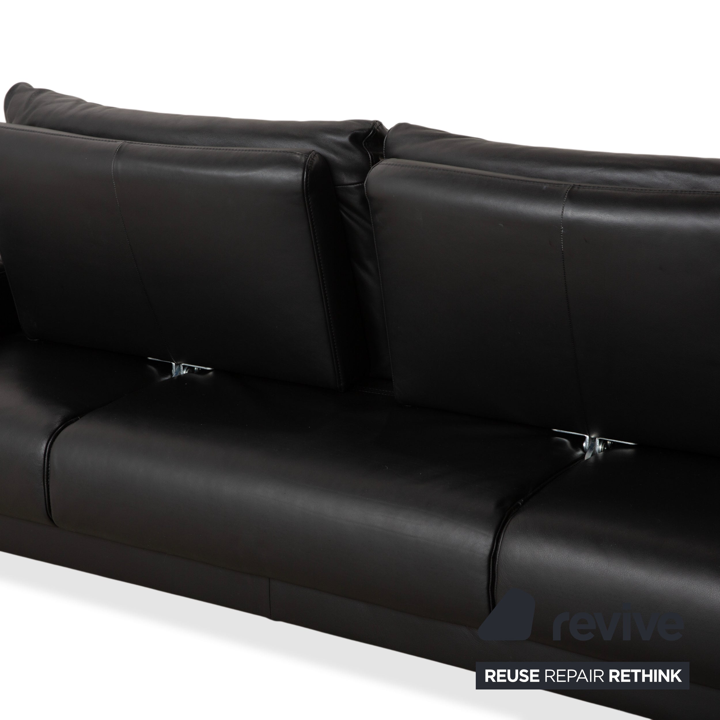Ewald Schillig Harry Leder Chrom Zweisitzer Schwarz Sofa Couch manuelle Funktion