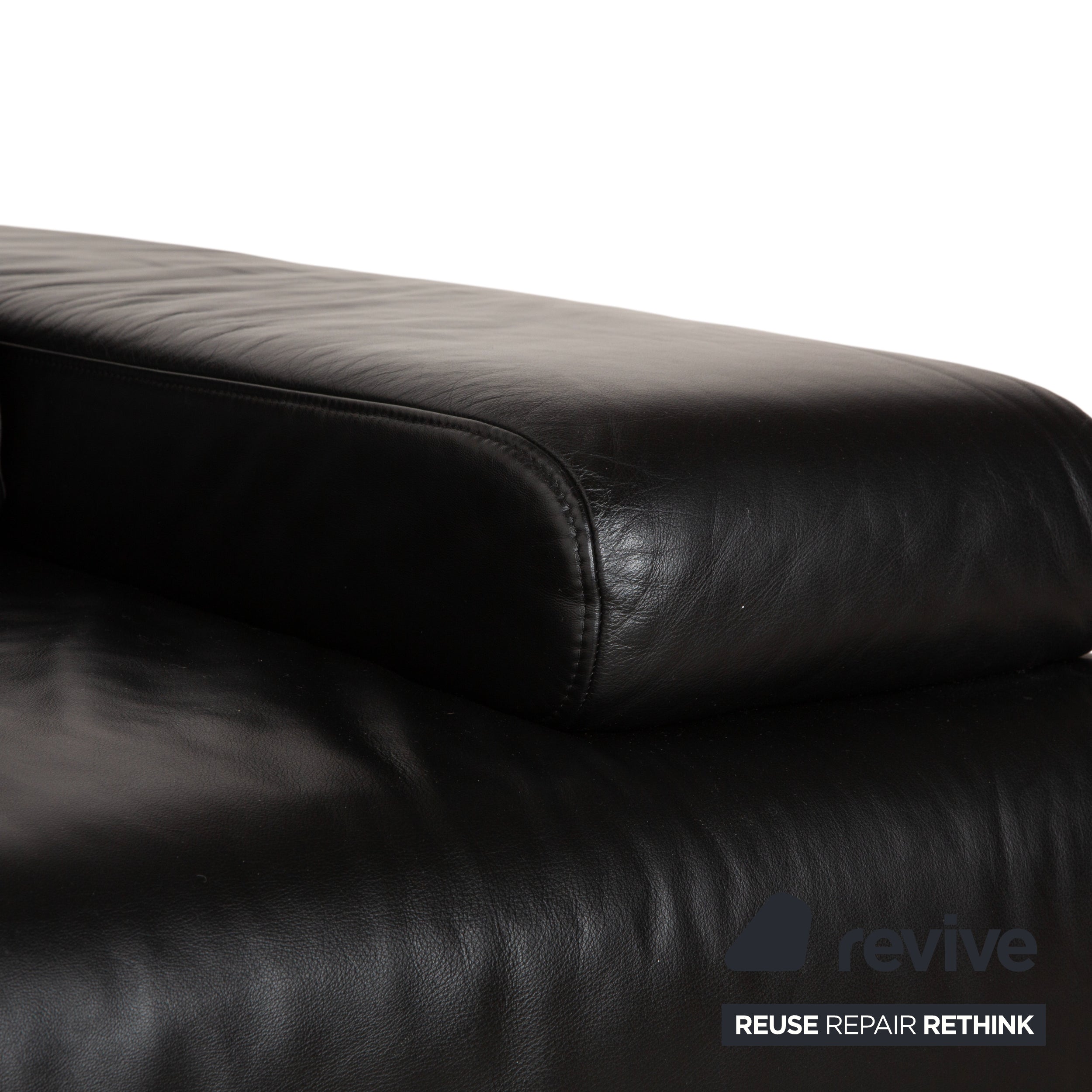 Ewald Schillig Harry Leder Chrom Zweisitzer Schwarz Sofa Couch manuelle Funktion