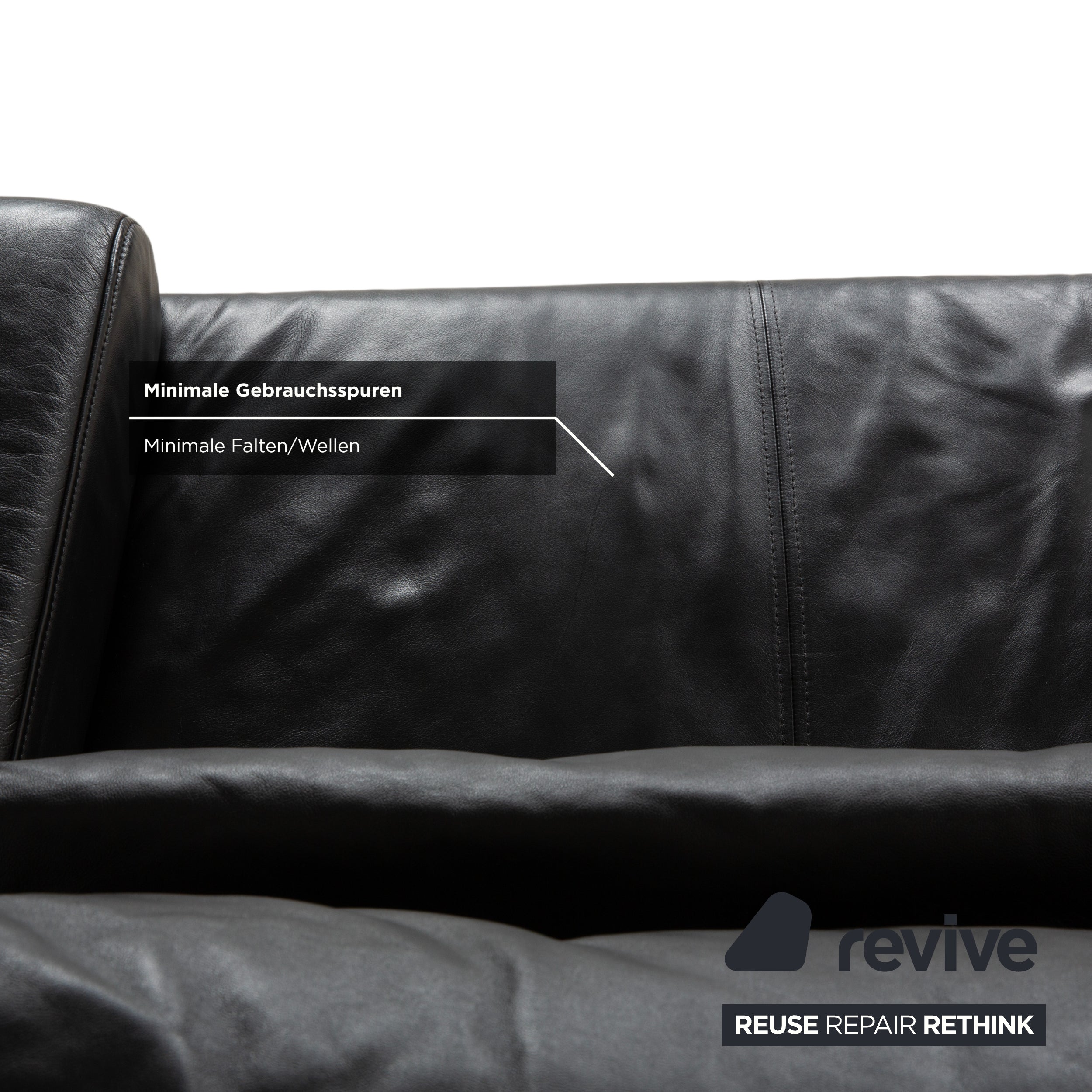 Ewald Schillig Harry Leder Chrom Zweisitzer Schwarz Sofa Couch manuelle Funktion