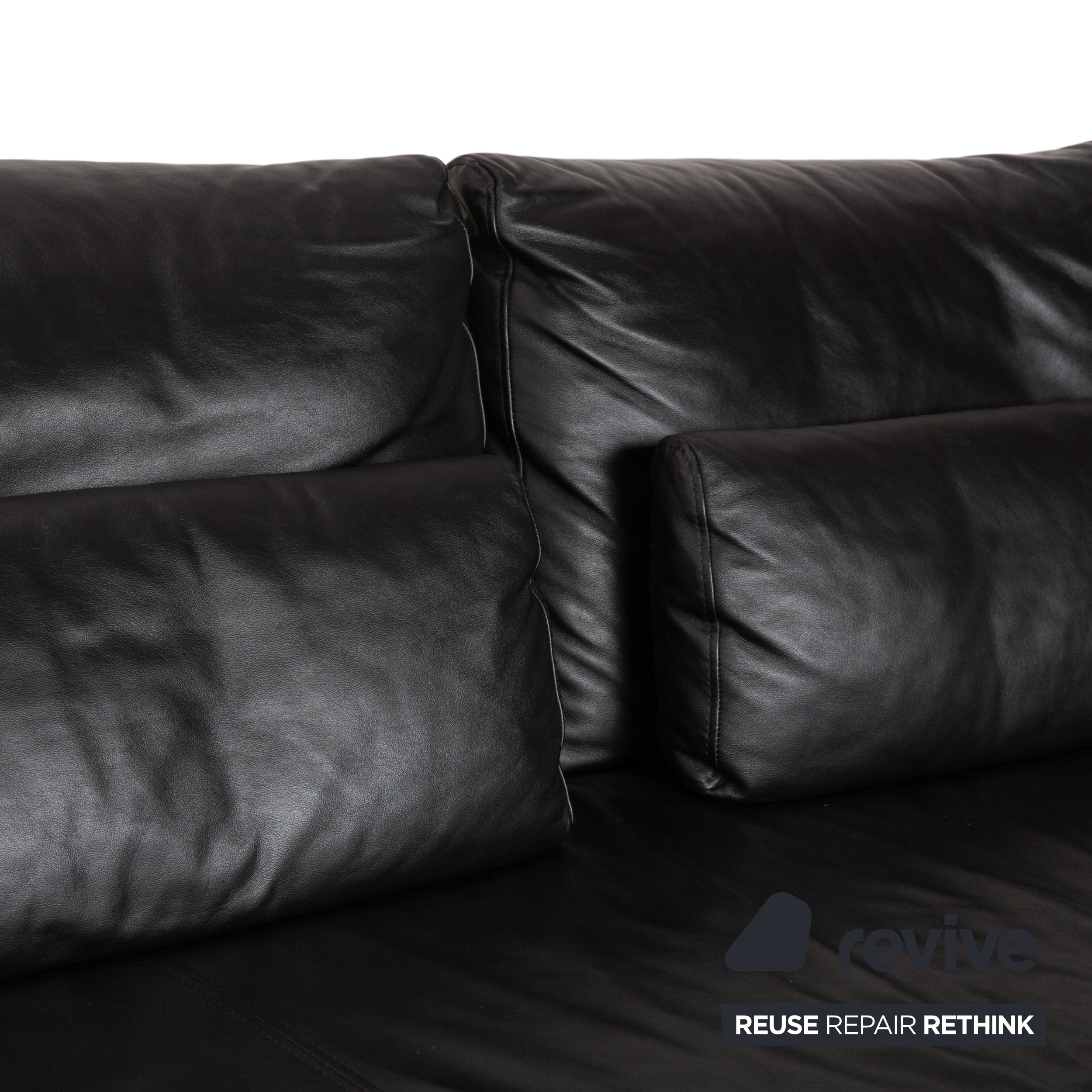 Ewald Schillig Harry Leder Chrom Zweisitzer Schwarz Sofa Couch manuelle Funktion