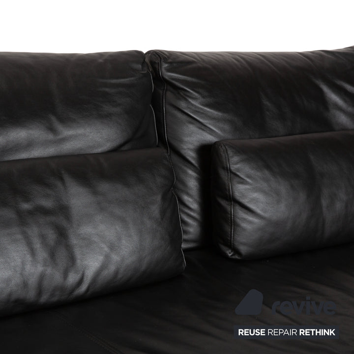 Ewald Schillig Harry Leder Chrom Zweisitzer Schwarz Sofa Couch manuelle Funktion