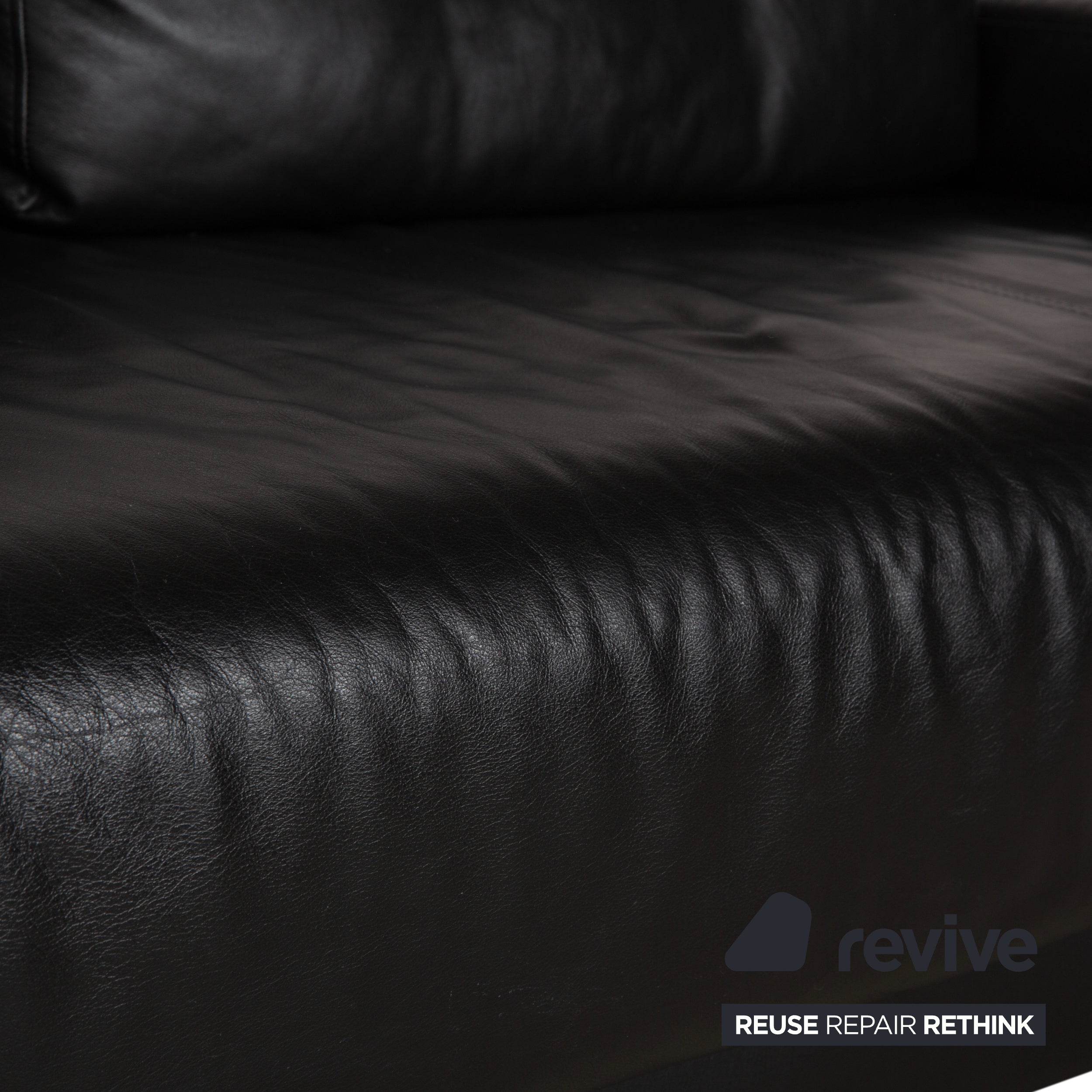 Ewald Schillig Harry Leder Chrom Zweisitzer Schwarz Sofa Couch manuelle Funktion