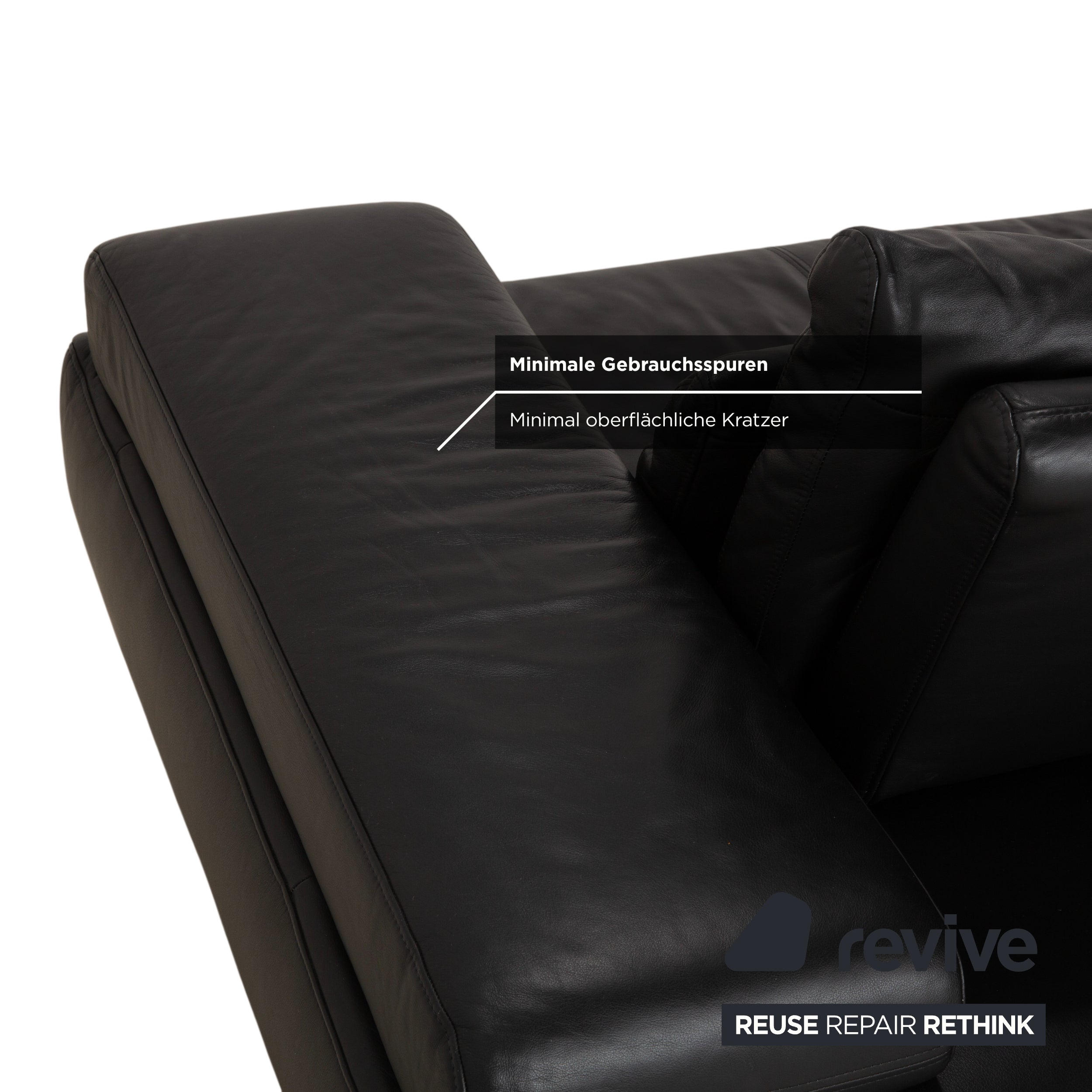 Ewald Schillig Harry Leder Chrom Zweisitzer Schwarz Sofa Couch manuelle Funktion