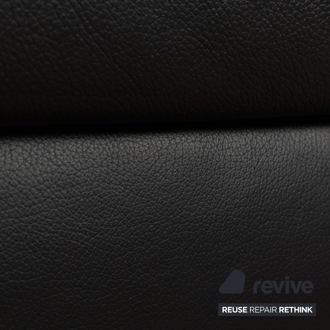 Ewald Schillig Harry Leder Dreisitzer Sofa Couch Schwarz manuelle Funktion