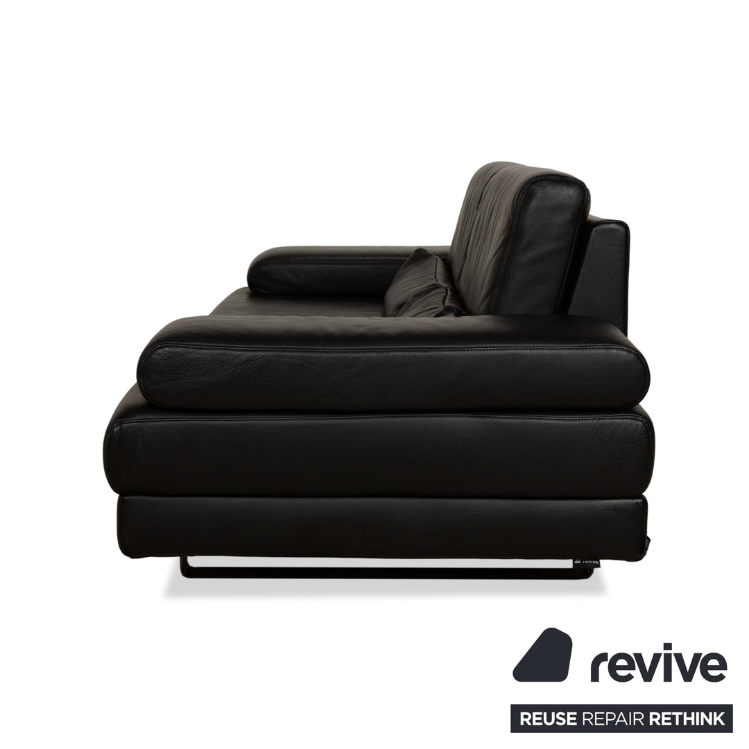 Ewald Schillig Harry Leather Three-Seater Sofa Couch Black Manual Function