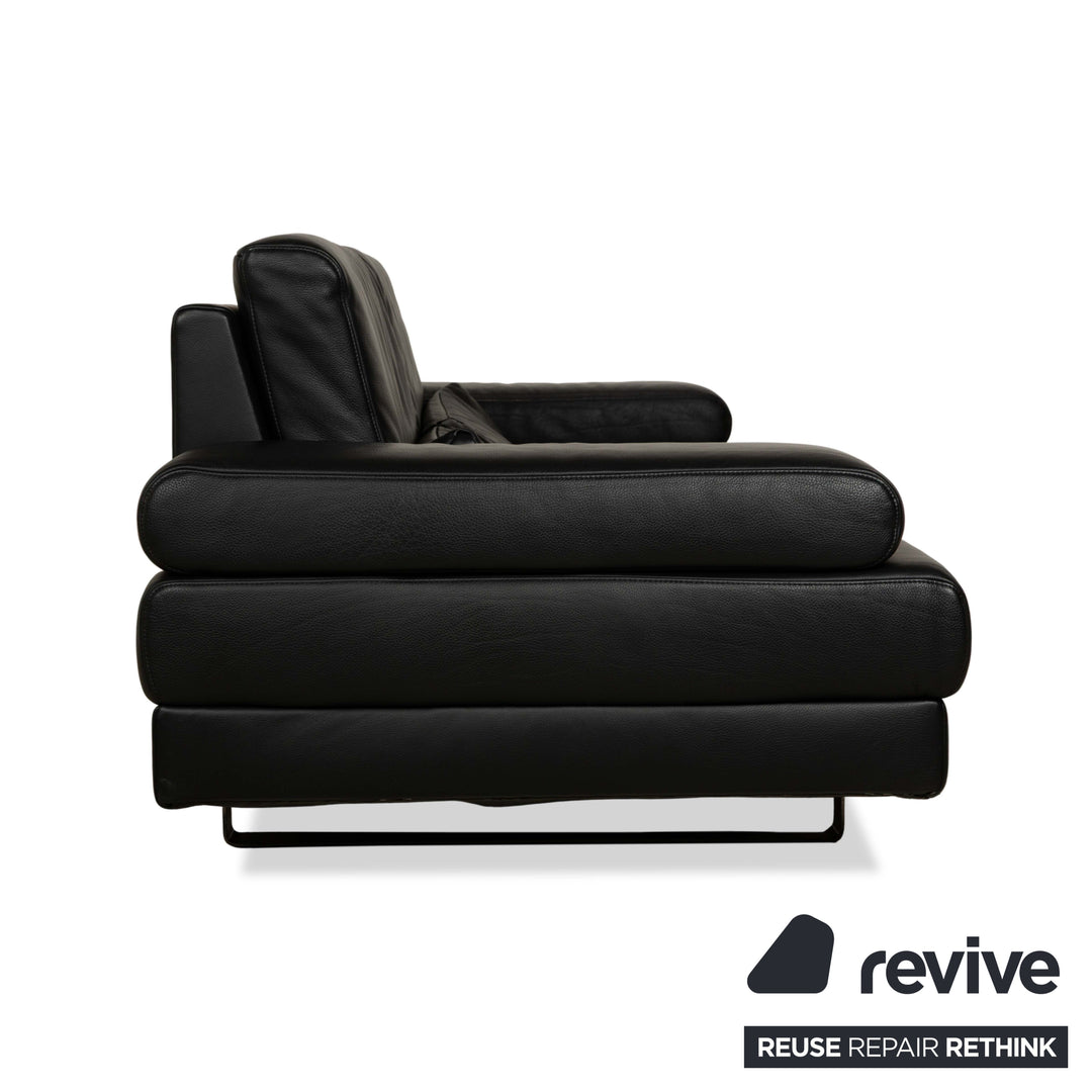 Ewald Schillig Harry Leder Dreisitzer Sofa Couch Schwarz manuelle Funktion
