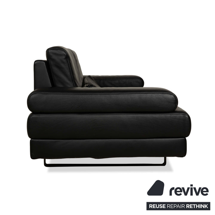 Ewald Schillig Harry Leather Three-Seater Sofa Couch Black Manual Function