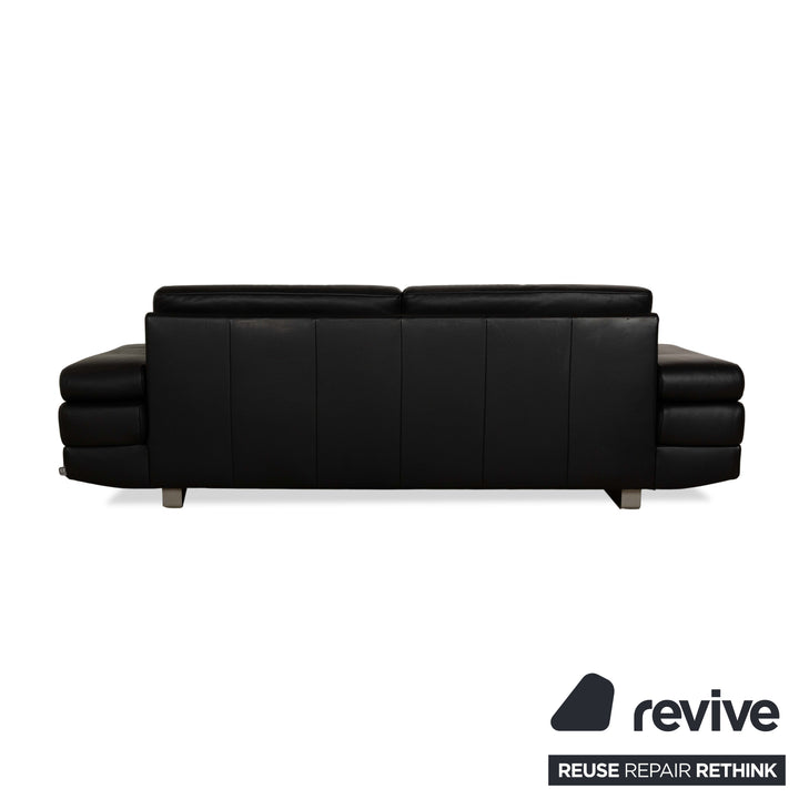 Ewald Schillig Harry Leder Dreisitzer Sofa Couch Schwarz manuelle Funktion
