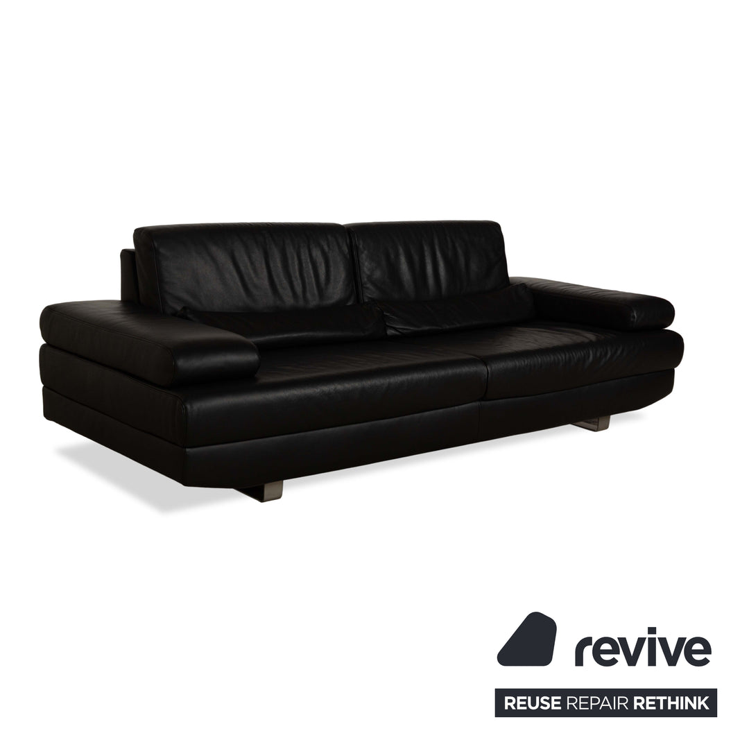 Ewald Schillig Harry Leder Dreisitzer Sofa Couch Schwarz manuelle Funktion