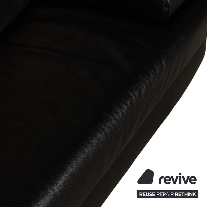 Ewald Schillig Harry Leder Dreisitzer Sofa Couch Schwarz manuelle Funktion