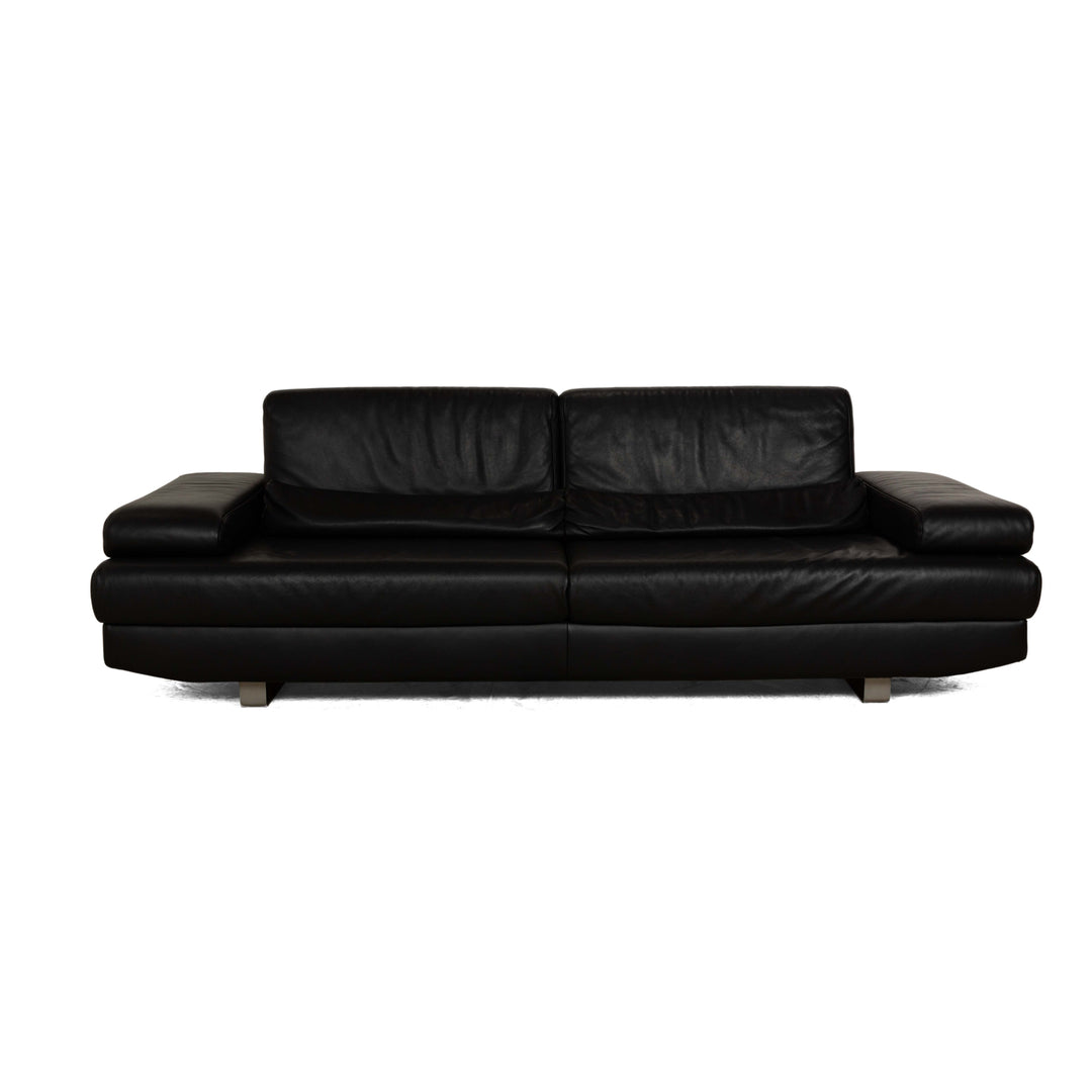 Ewald Schillig Harry Leder Dreisitzer Sofa Couch Schwarz manuelle Funktion
