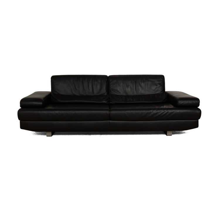 Ewald Schillig Harry Leder Dreisitzer Sofa Couch Schwarz manuelle Funktion