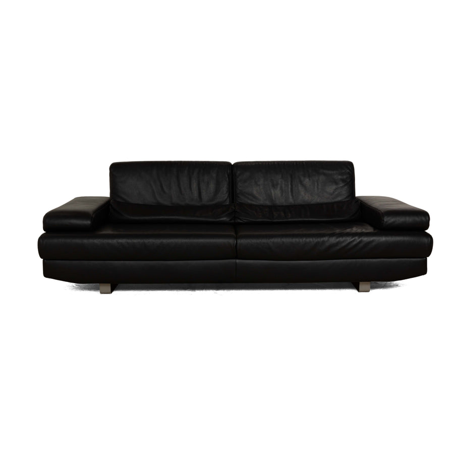 Ewald Schillig Harry Leder Dreisitzer Sofa Couch Schwarz manuelle Funktion
