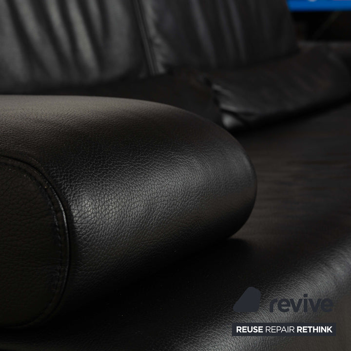 Ewald Schillig Harry Leder Dreisitzer Sofa Couch Schwarz manuelle Funktion