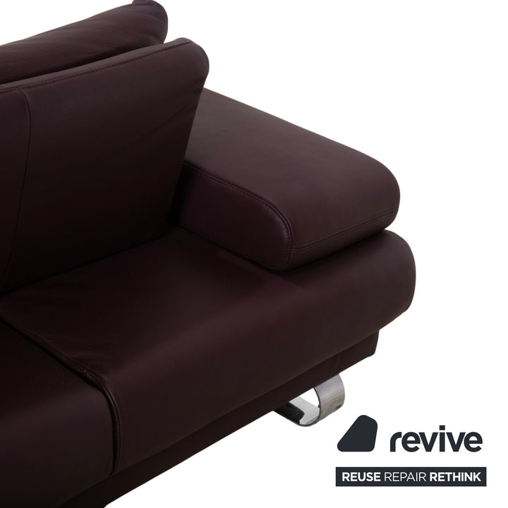 Ewald Schillig Harry Leder Chrom Ecksofa Bordeaux Aubergine Sofa Couch manuelle Funktion
