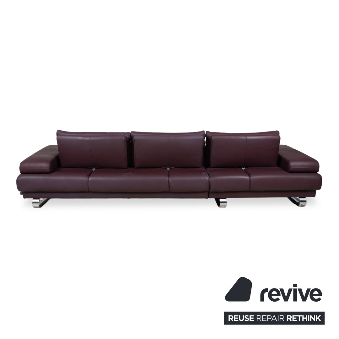 Ewald Schillig Harry Leder Chrom Ecksofa Bordeaux Aubergine Sofa Couch manuelle Funktion