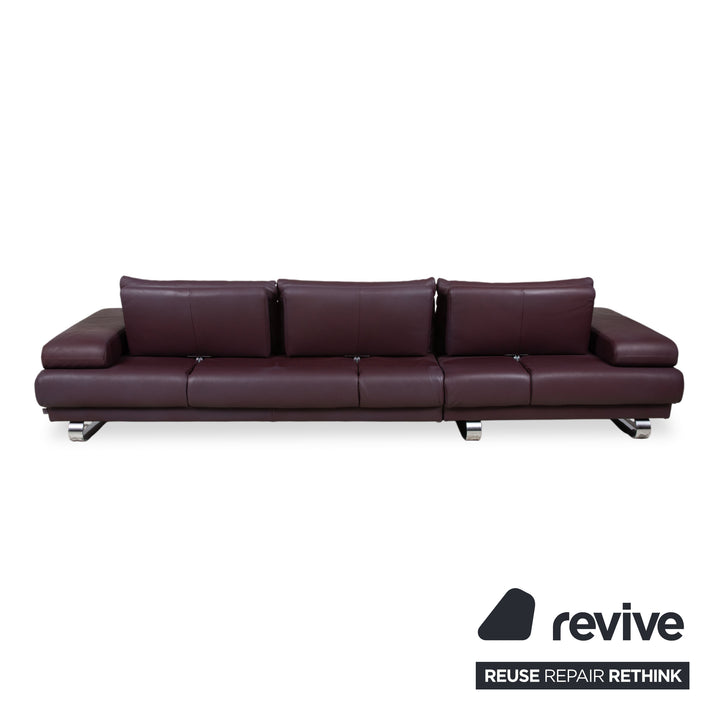 Ewald Schillig Harry Leder Chrom Ecksofa Bordeaux Aubergine Sofa Couch manuelle Funktion