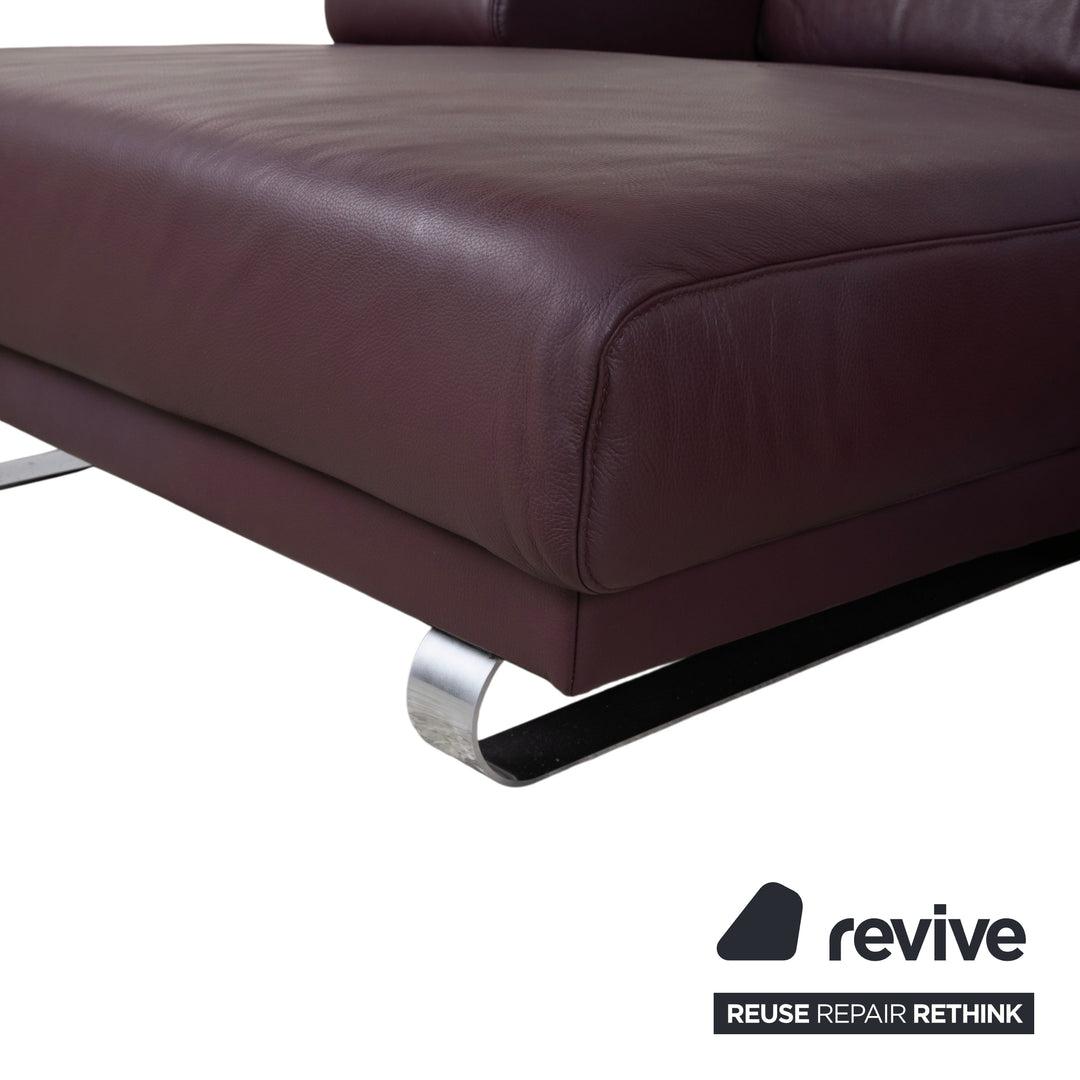 Ewald Schillig Harry Leder Chrom Ecksofa Bordeaux Aubergine Sofa Couch manuelle Funktion