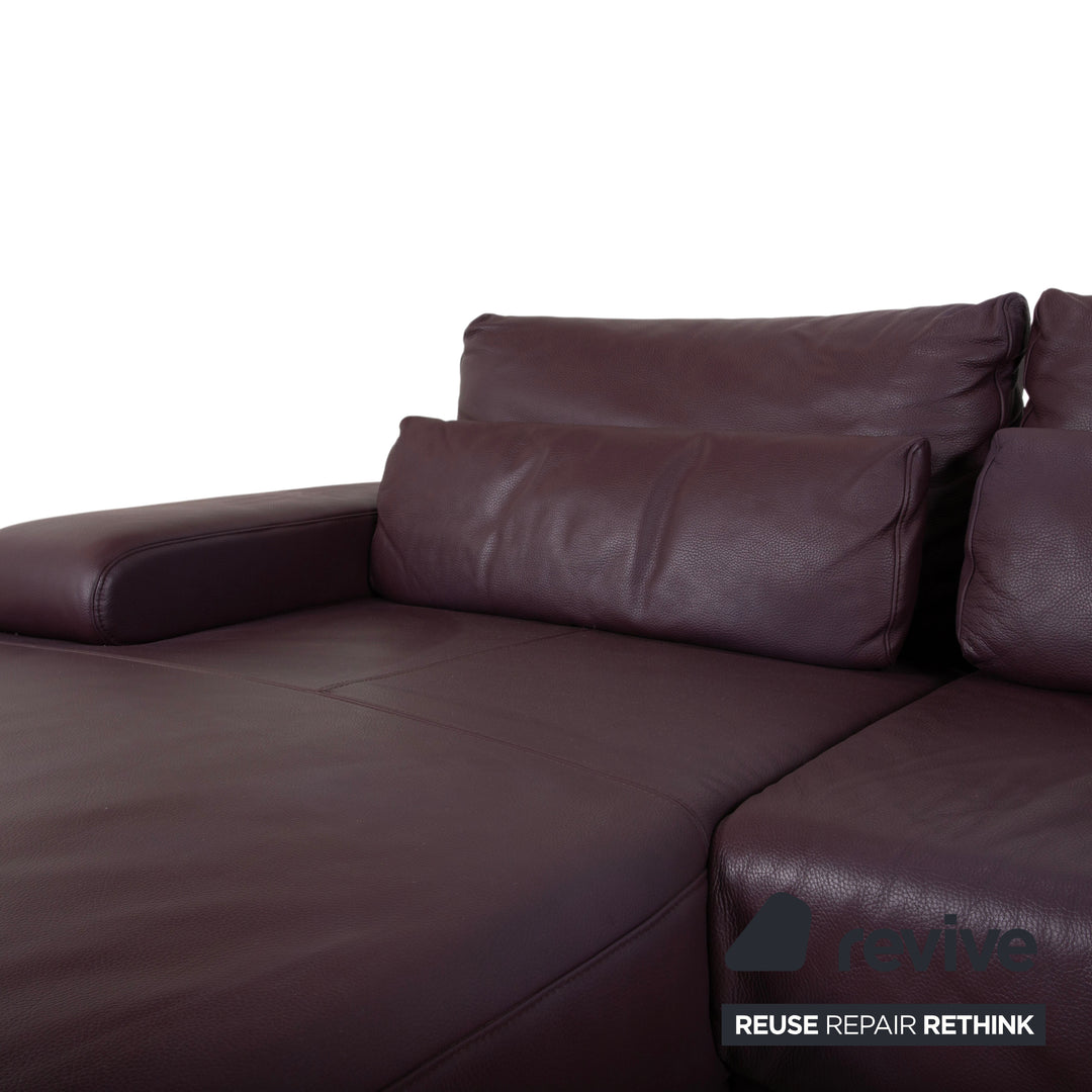 Ewald Schillig Harry Leder Chrom Ecksofa Bordeaux Aubergine Sofa Couch manuelle Funktion