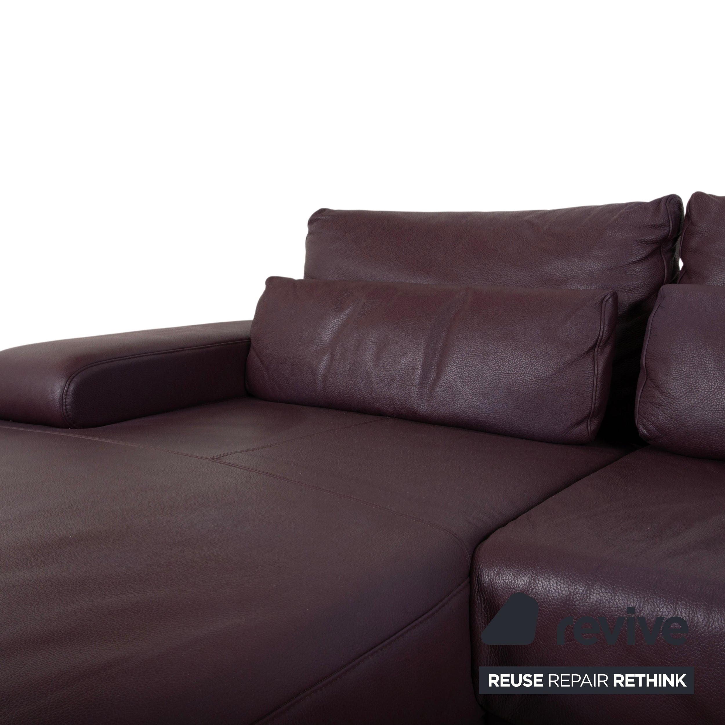 Ewald Schillig Harry Leder Chrom Ecksofa Bordeaux Aubergine Sofa Couch manuelle Funktion