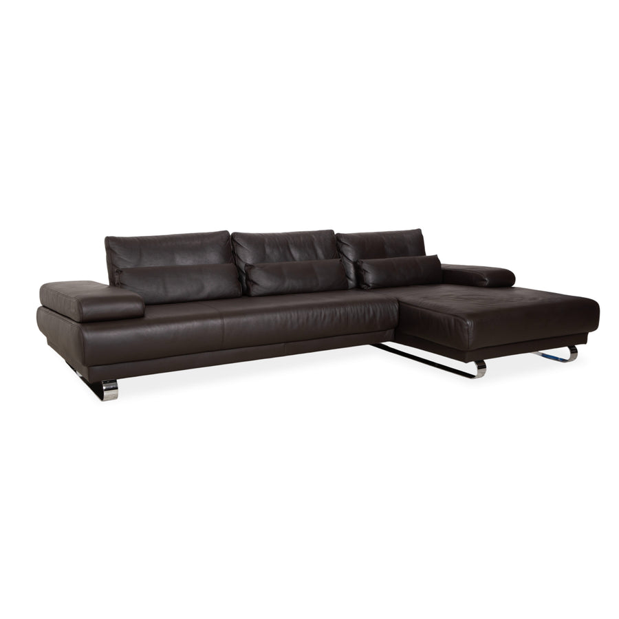 Ewald Schillig Harry Leather Corner Sofa Brown Sofa Couch Manual Function