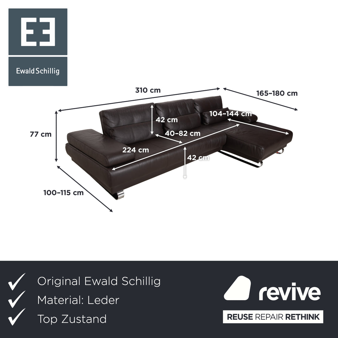 Ewald Schillig Harry Leather Corner Sofa Brown Sofa Couch Manual Function