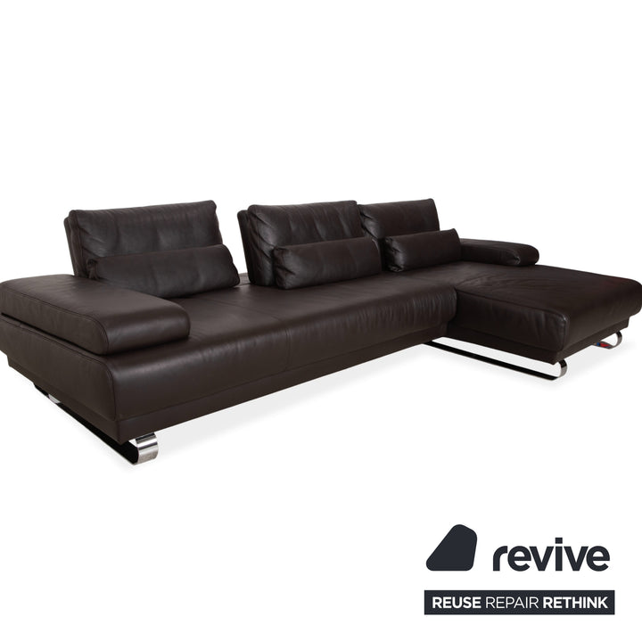 Ewald Schillig Harry Leather Corner Sofa Brown Sofa Couch Manual Function