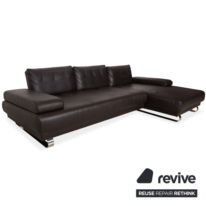 Ewald Schillig Harry Leather Corner Sofa Brown Sofa Couch Manual Function