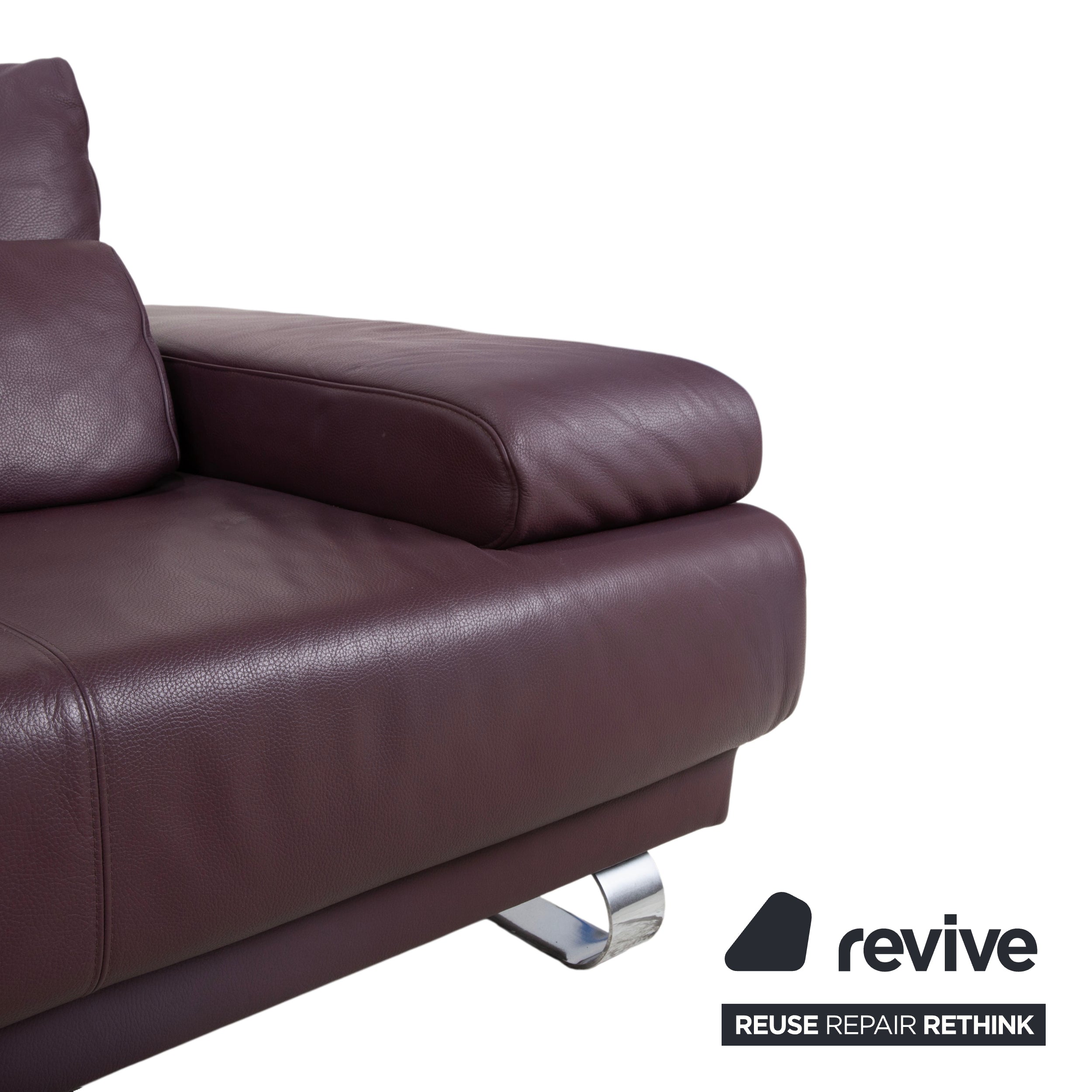 Ewald Schillig Harry Leder Chrom Ecksofa Bordeaux Aubergine Sofa Couch manuelle Funktion